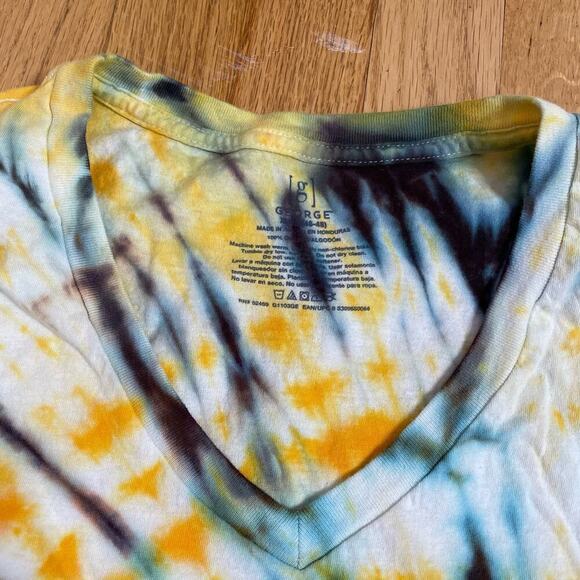handmade tie dyed unisex tshirt two-tone spiral vneck XL - Picture 6 of 7